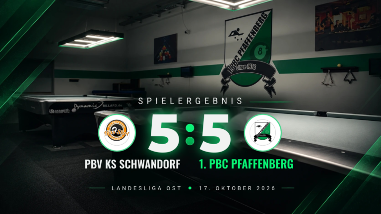 1. Mannschaft: Unentschieden 5:5 bei PBV KS Schwandorf